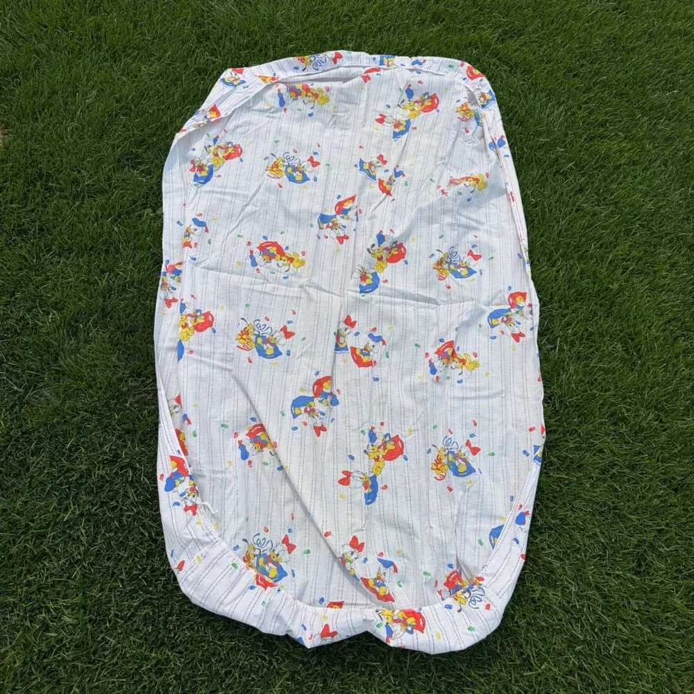 VTG  1984 Dundee Disney Baby Donald Daisy Duck Crib Sheet 100% Cotton USA Made